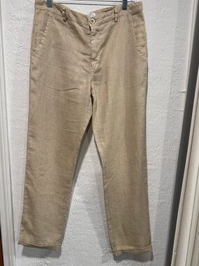 Harris 100%Linen Pants Women’s Size M Made In Greece Beige  Beach Resort